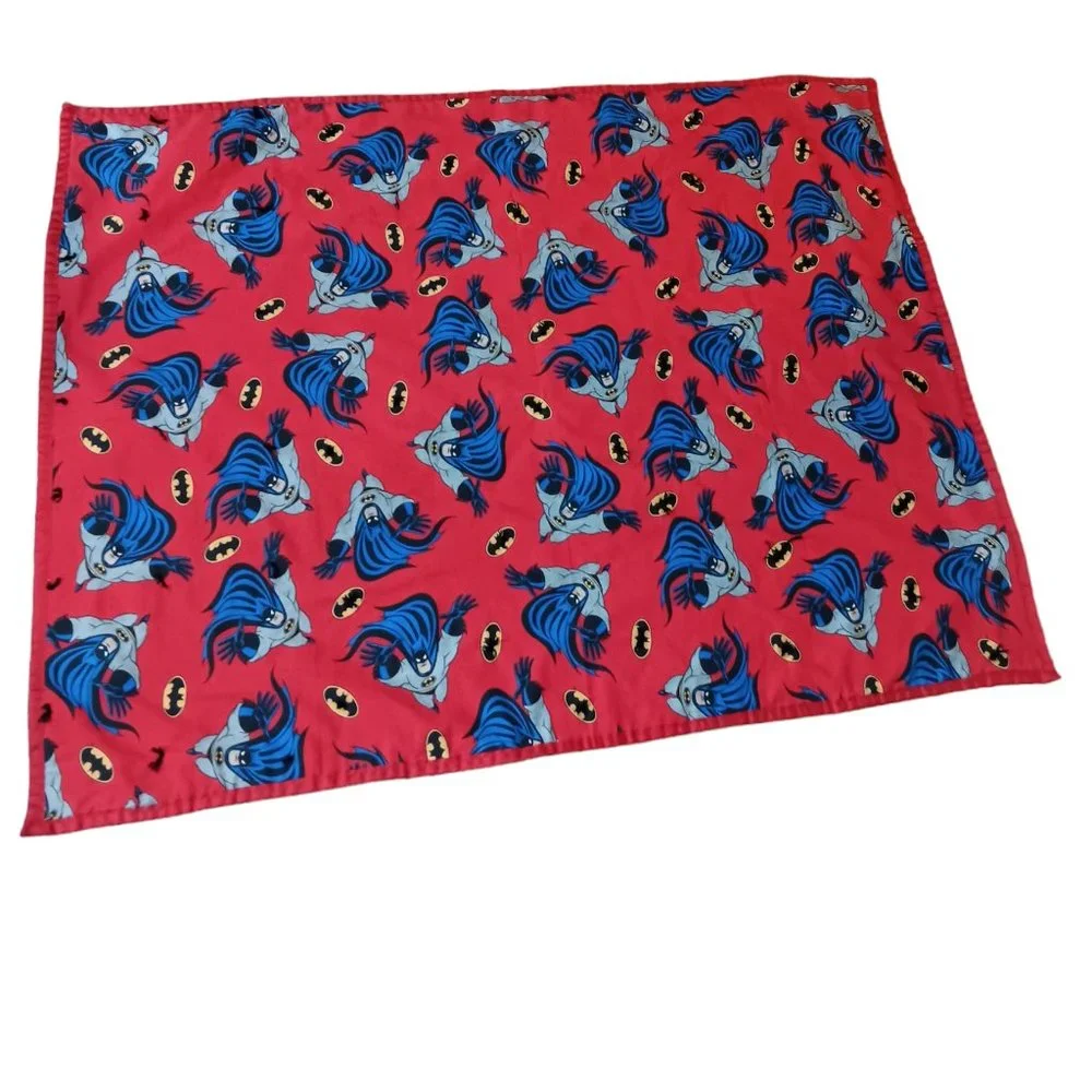 Handmade Batman Quilt Blanket Red Blue Grey Reversible